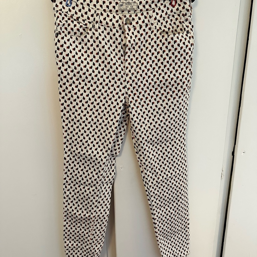 Free People white logo jeans